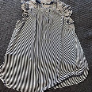 Loft navy and white stripe blouse